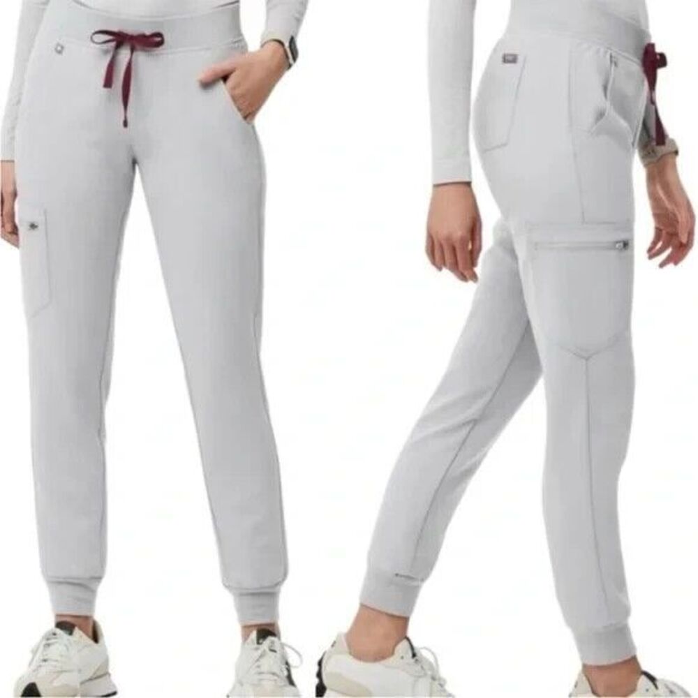 FIGS Womens Zamora Yoga Scrub Pants High Waisted WB 4XLR Cement Gray Grey NWT